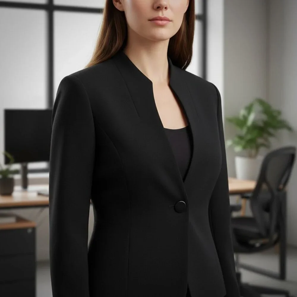 Jones Studio Women's Black Blazer Jacket Size 12 Formal Mid-Length